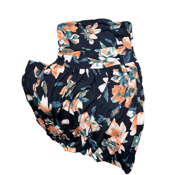 Vanilla Bay Women's Blue Floral Strapless Full Length Maxi Dress Size Medium - Picture 2 of 8